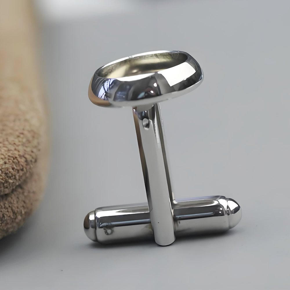 Sterling Silver Round Cufflink Blank Lab Verified Formal Wear Jewelry Base