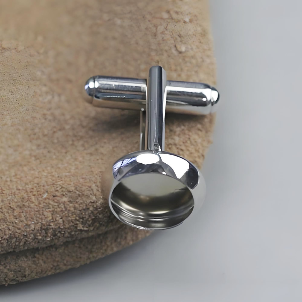 Sterling Silver Round Cufflink Blank Lab Verified Formal Wear Jewelry Base