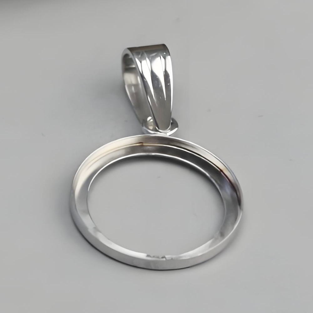 Sterling Silver Round Bezel Pendant Setting Lab Verified Gemstone Mount Base