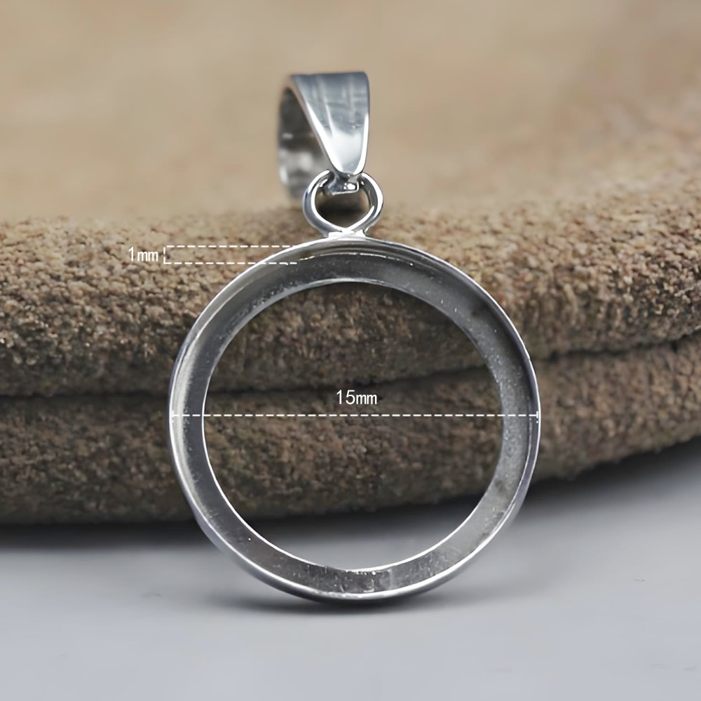 Sterling Silver Round Bezel Pendant Setting Lab Verified Gemstone Mount Base