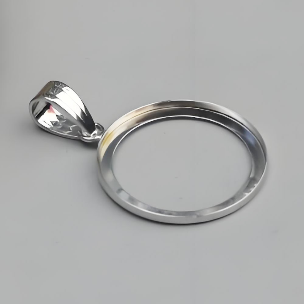 Sterling Silver Round Bezel Pendant Setting Lab Verified Gemstone Mount Base