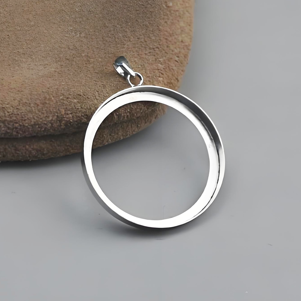 Sterling Silver Large Hollow Circle Open Frame Pendant Lab Tested Authentic DDP In Stock Online Anti Tarnish DIY Necklace Jewelr