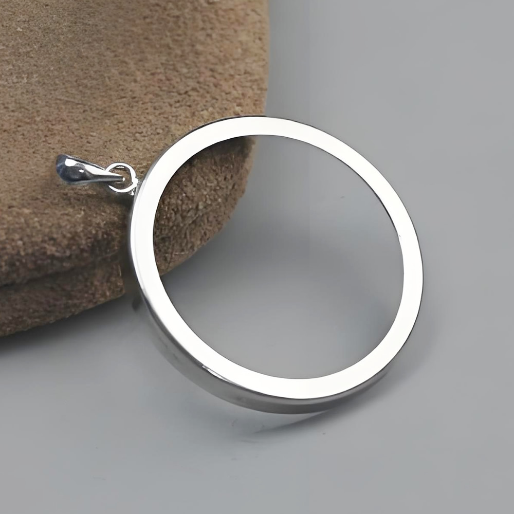 Sterling Silver Large Hollow Circle Open Frame Pendant Lab Tested Authentic DDP In Stock Online Anti Tarnish DIY Necklace Jewelr