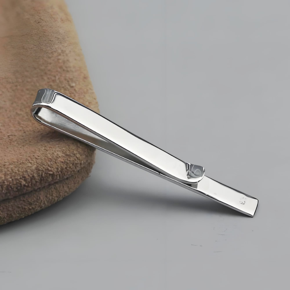 Sterling Silver Plain Bar Tie Clip Lab Tested Authentic DDP In Stock Online Anti Tarnish Custom Engrave Men Suit Accessories