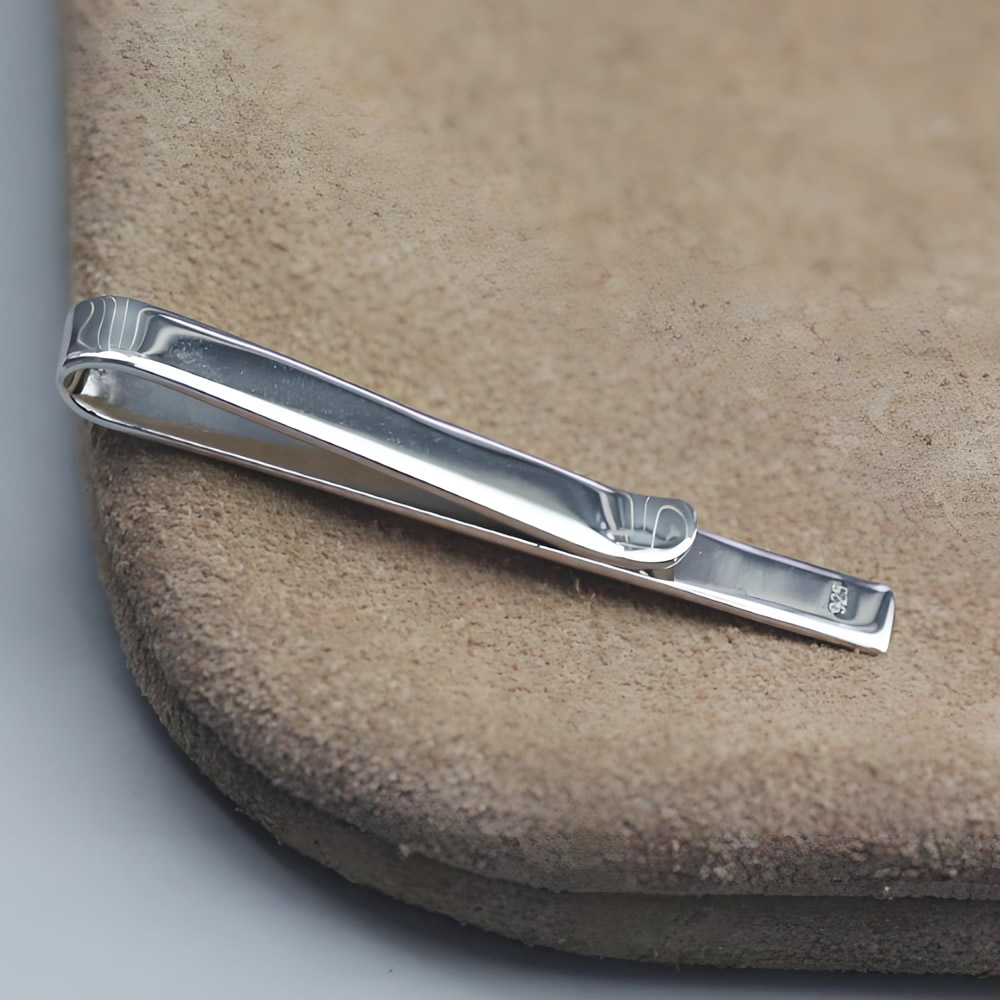 Sterling Silver Plain Bar Tie Clip Lab Tested Authentic DDP In Stock Online Anti Tarnish Custom Engrave Men Suit Accessories
