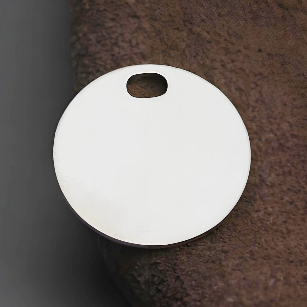 925 Sterling Silver Pre-Drilled Round Tag Blank Lab Verified Engravable Pendant Base