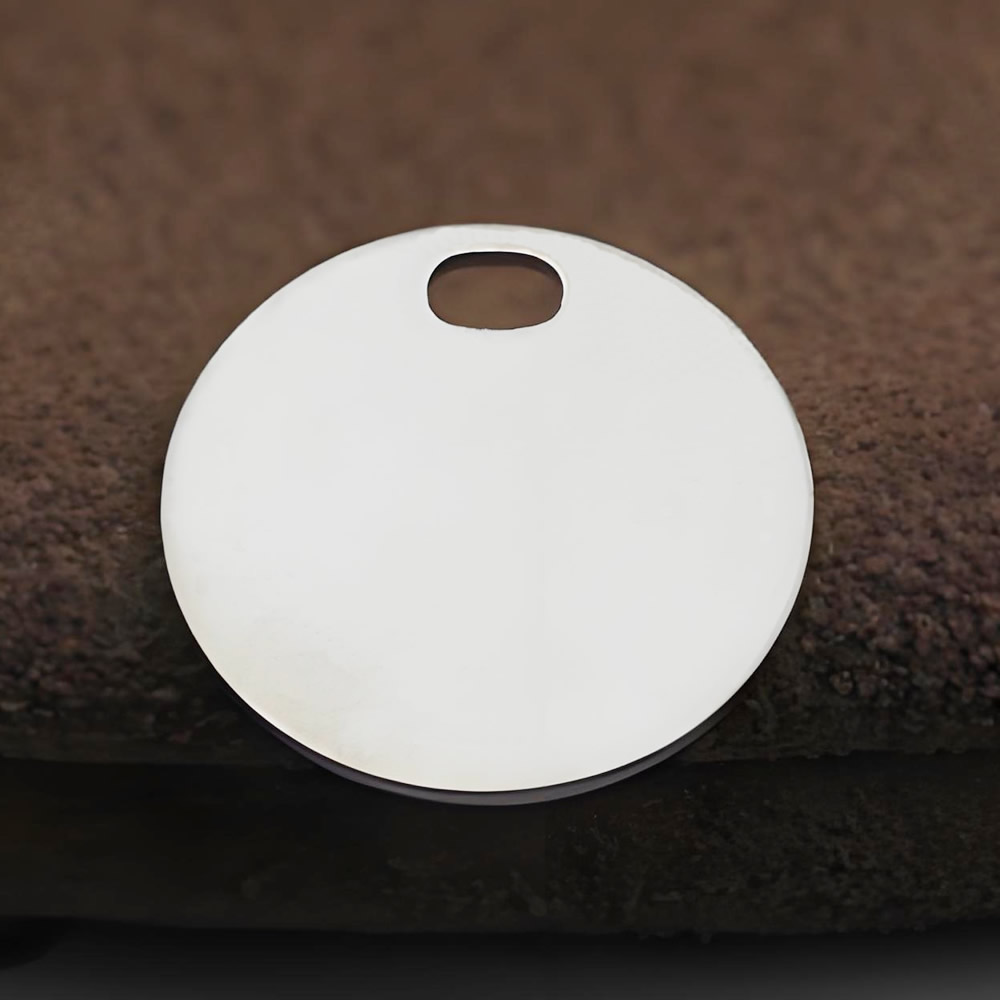 925 Sterling Silver Pre-Drilled Round Tag Blank Lab Verified Engravable Pendant Base