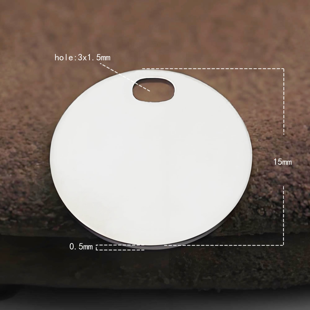 925 Sterling Silver Pre-Drilled Round Tag Blank Lab Verified Engravable Pendant Base
