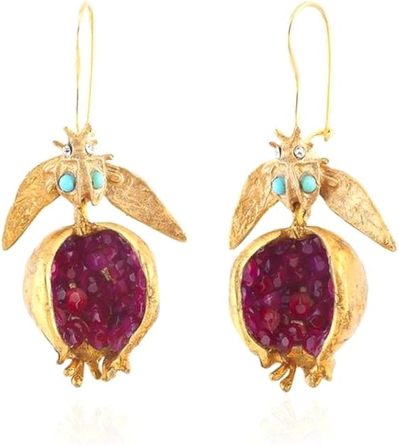 Newest Mental Vintage Fruit Pomegranate Seeds Earring Jewellery Eardrop Fashion Accessories Christmas Gift for Women