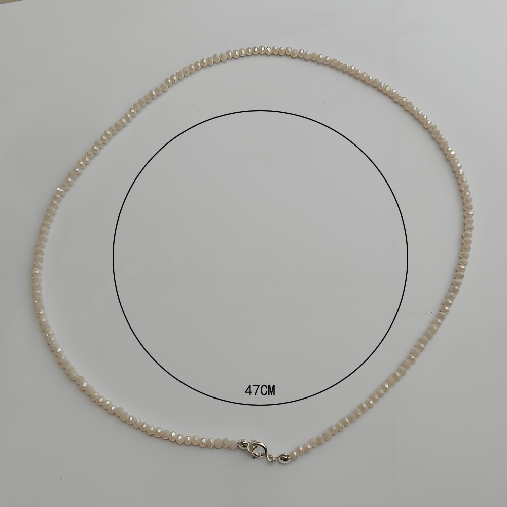 Stainless Steel Shiny White Flat Crystal Beaded Choker Handmade Gifts Daily Wear Delicate Jewelry Findings