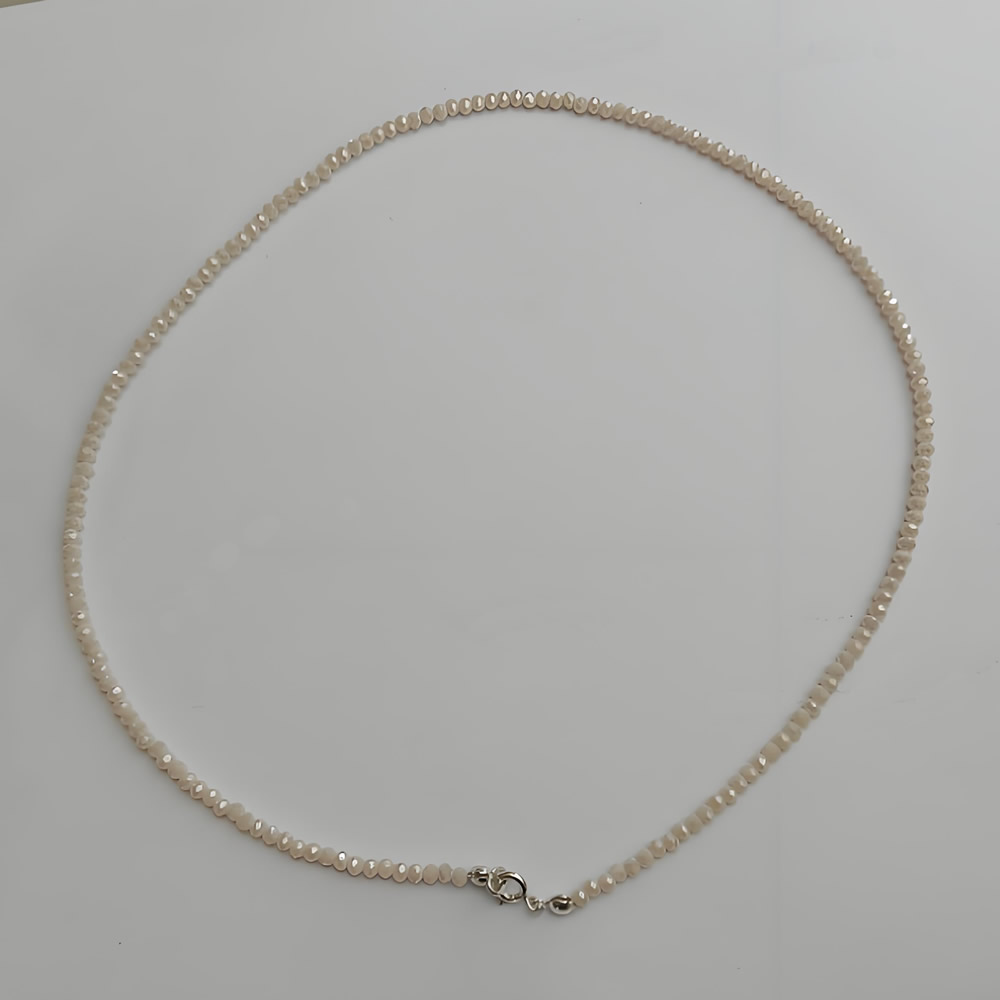 Stainless Steel Shiny White Flat Crystal Beaded Choker Handmade Gifts Daily Wear Delicate Jewelry Findings