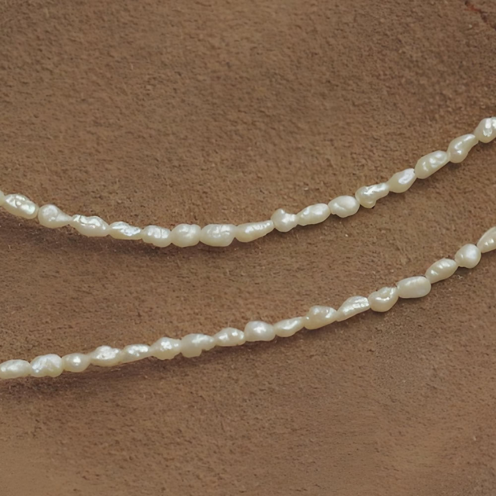 Stainless Steel Rice Pearl Choker Necklace 38cm Women Jewelry