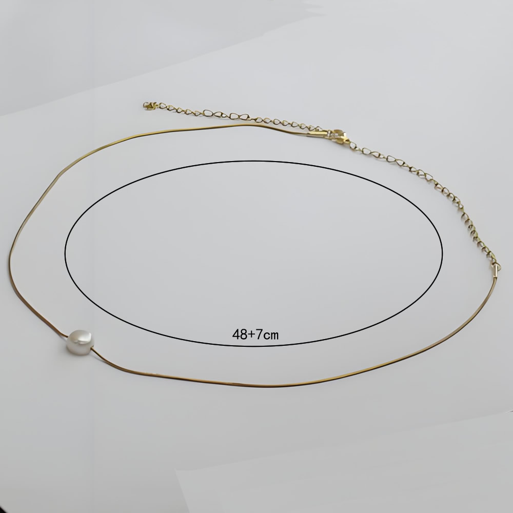 Stainless Steel Smooth Snake Chain Floating White Pearl Pendant Necklace Handmade Craft Gifts Womens Daily Jewelry Findings