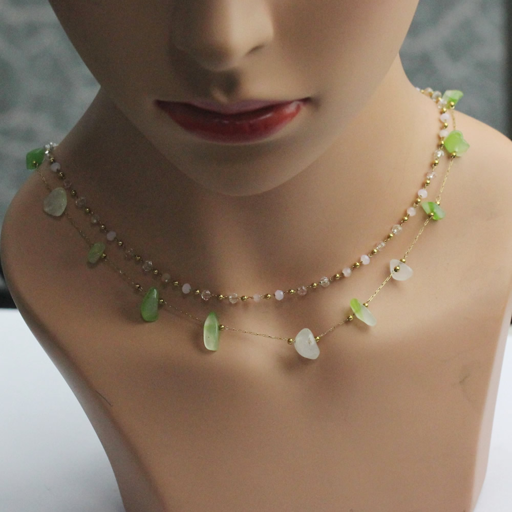 Stainless Steel Wire Wrapped Pink Faceted Stone Bead Necklace Handmade Craft Gifts Daily Wear Girly Jewelry Findings