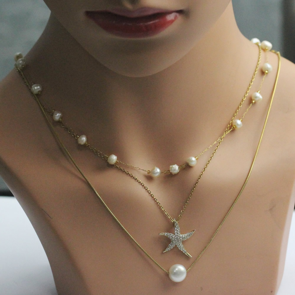 Stainless Steel Dainty Pearl Choker Necklace Minimal Daily Wea