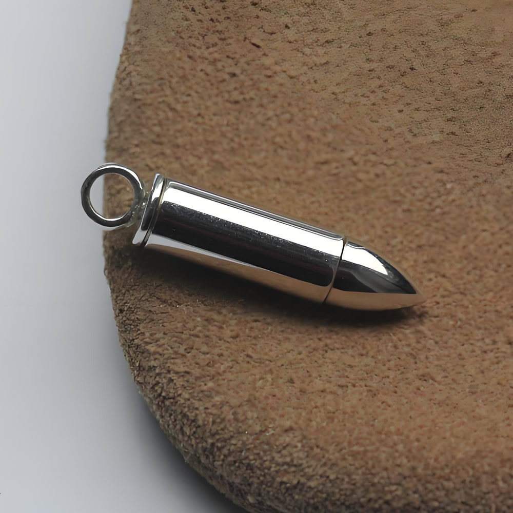 Sterling Silver Bullet Shaped Pendant Lab Verified Openable Charm Finding