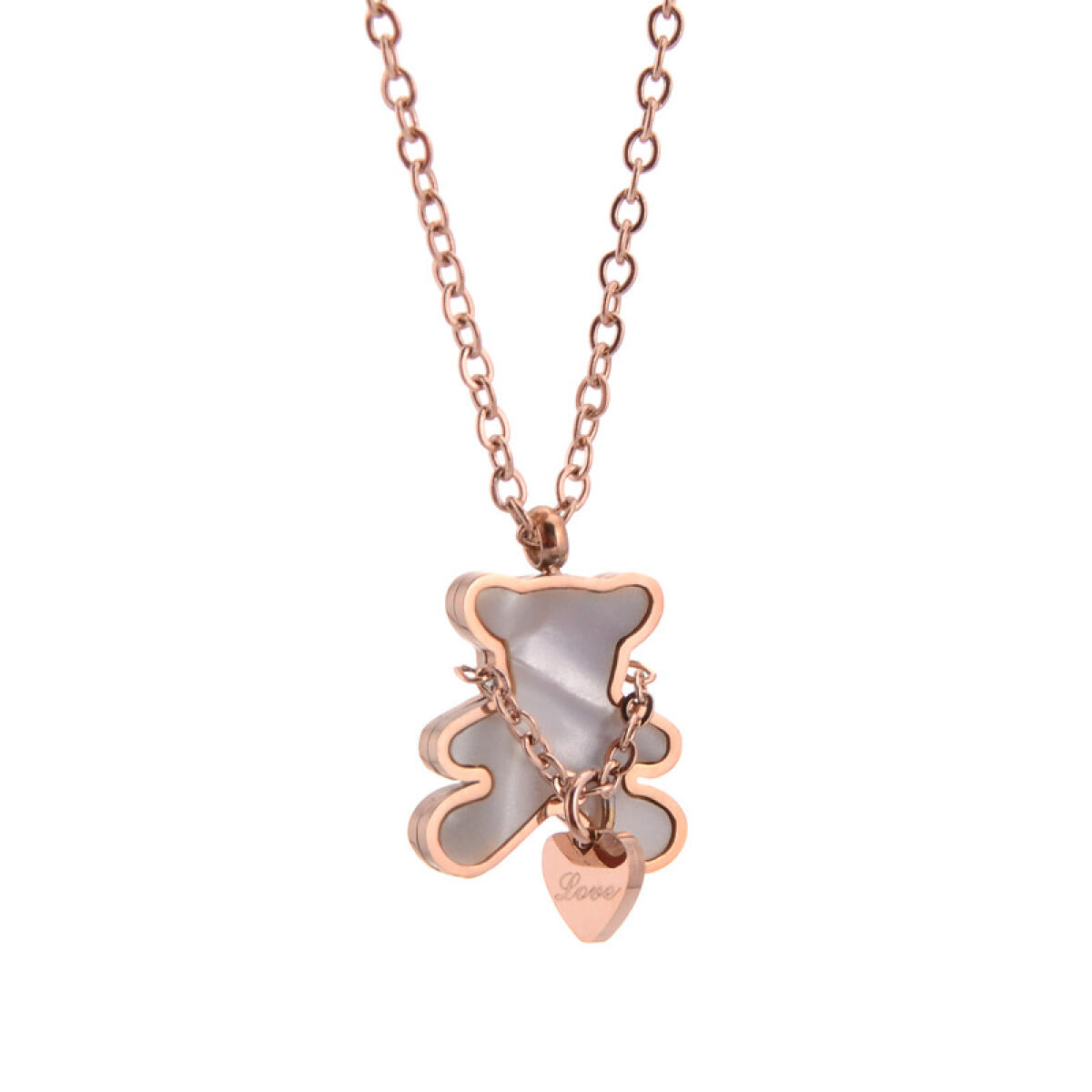 Stainless Steel 16 Inch Chain Bear Shell Necklace Lightweight