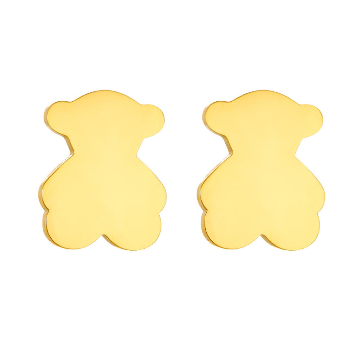 Stainless Steel Gloss Golden Plain Bear Jewelry Set Handmade Gifts Sweet DIY Necklace Earring Making Parts