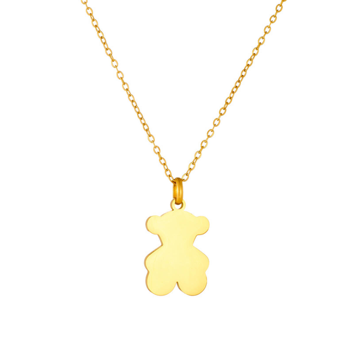 Stainless Steel Gloss Golden Plain Bear Jewelry Set Handmade Gifts Sweet DIY Necklace Earring Making Parts