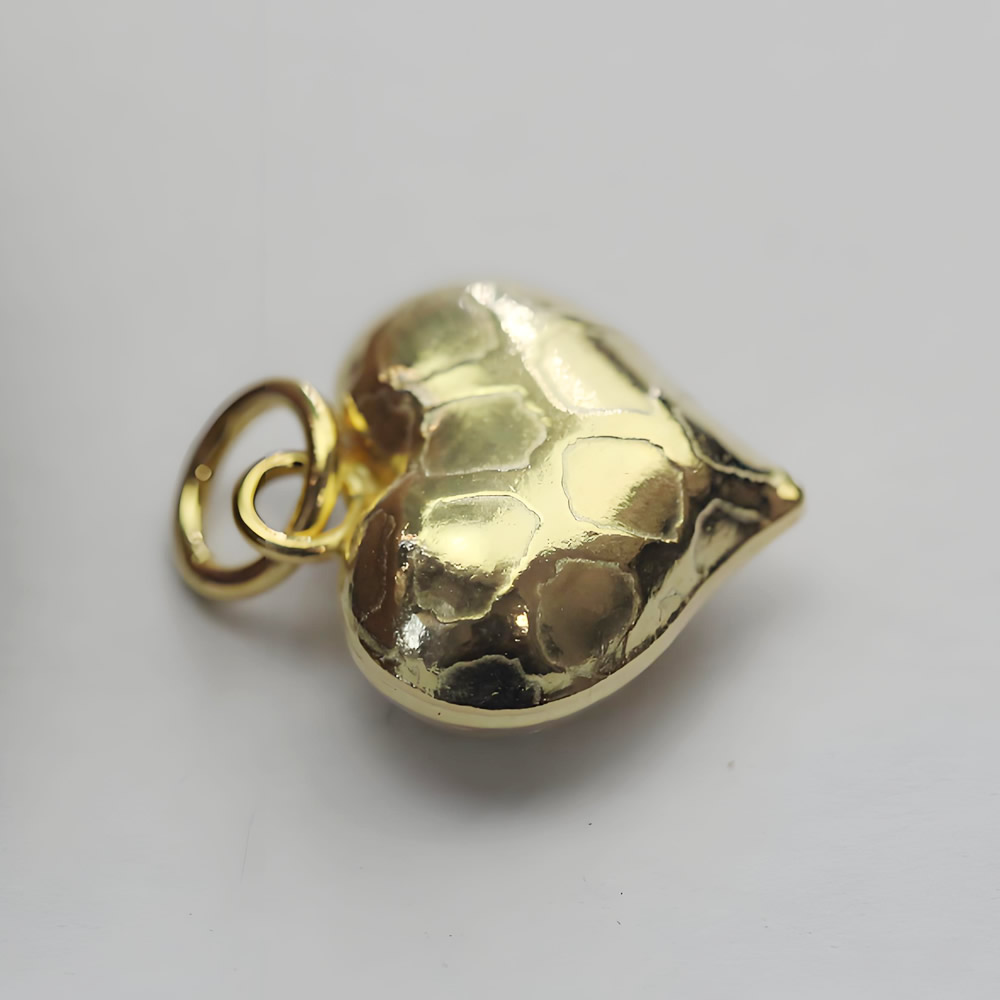 Sterling Silver Geometric Embossed Heart Charm Hypoallergenic Jewelry Ornament