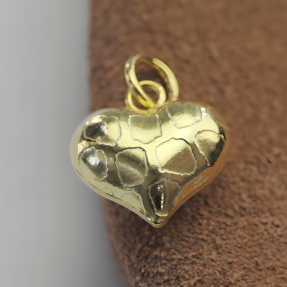 Sterling Silver Geometric Embossed Heart Charm Hypoallergenic Jewelry Ornament