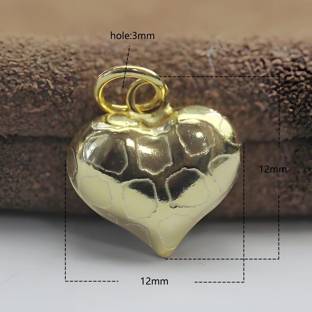 Sterling Silver Geometric Embossed Heart Charm Hypoallergenic Jewelry Ornament