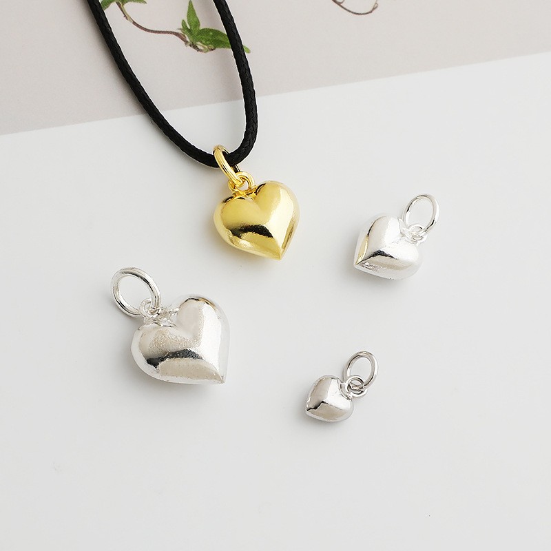 Sterling Silver Polished Heart Charm Hypoallergenic Glossy Jewelry Ornament