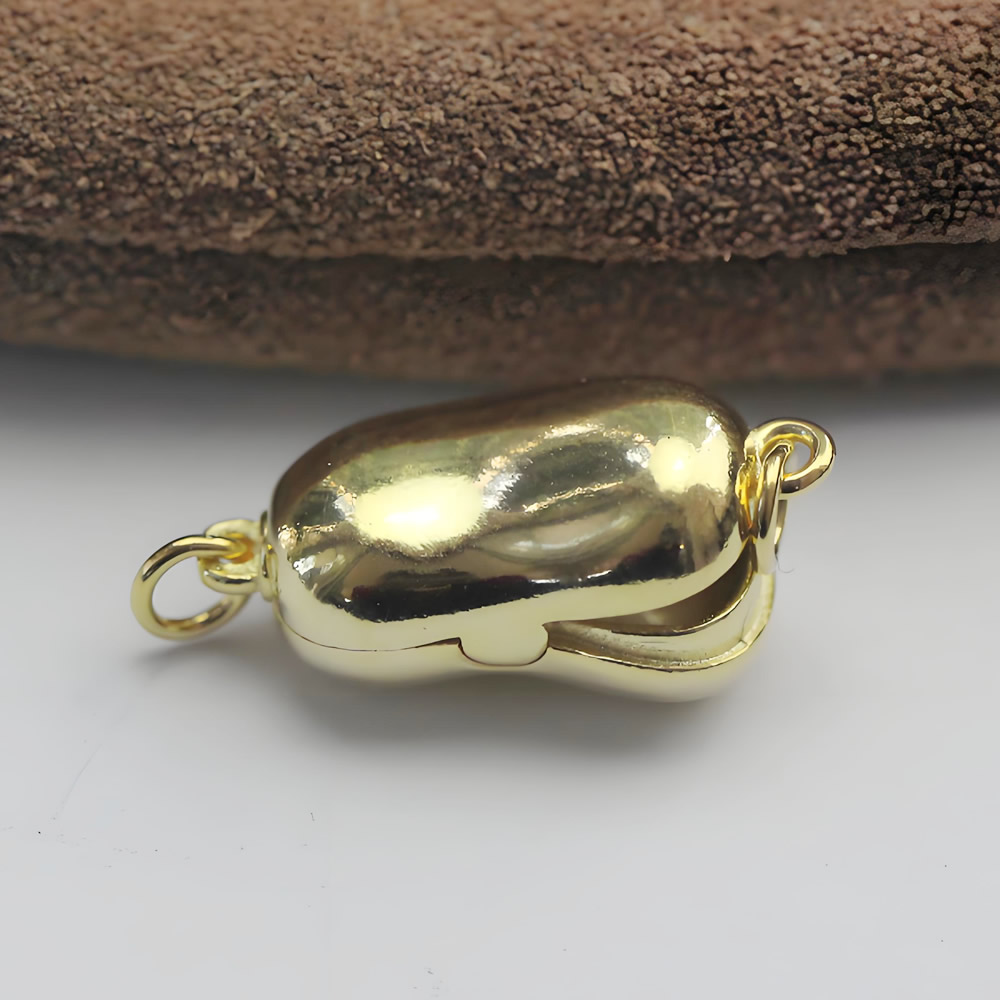925 Sterling Silver Bean Shape Clasp Hypoallergenic Secure Chain Connector