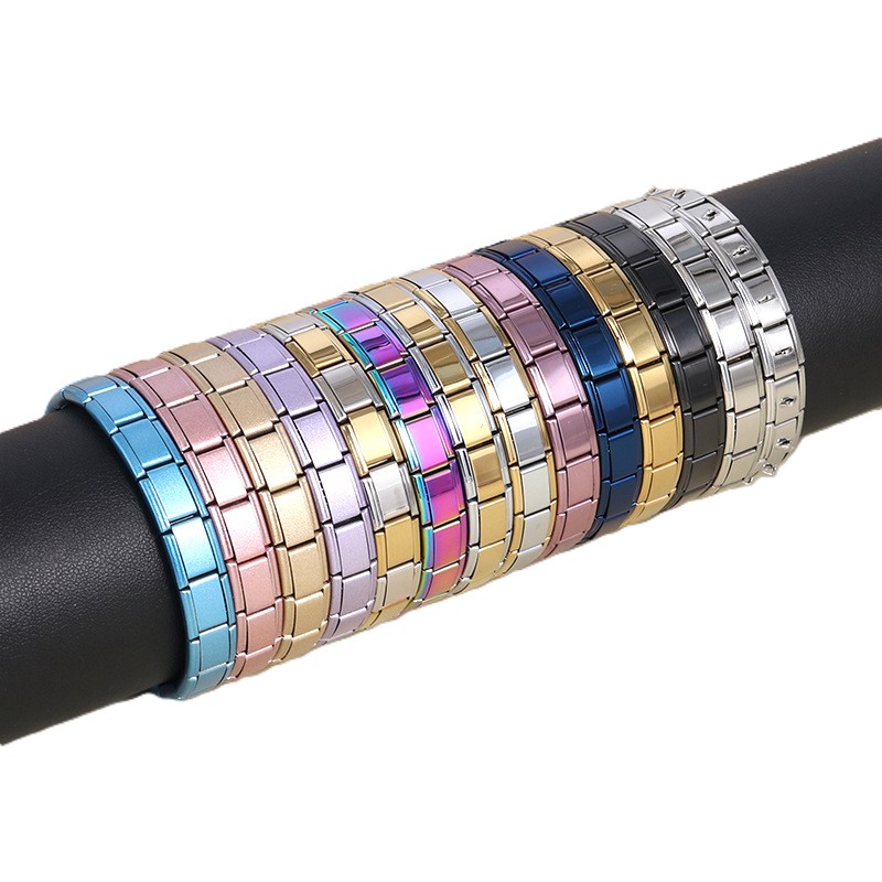 Stainless Steel Italian Modular Bracelet 9mm Titanium Steel Link DIY Elastic Couple's Wristband