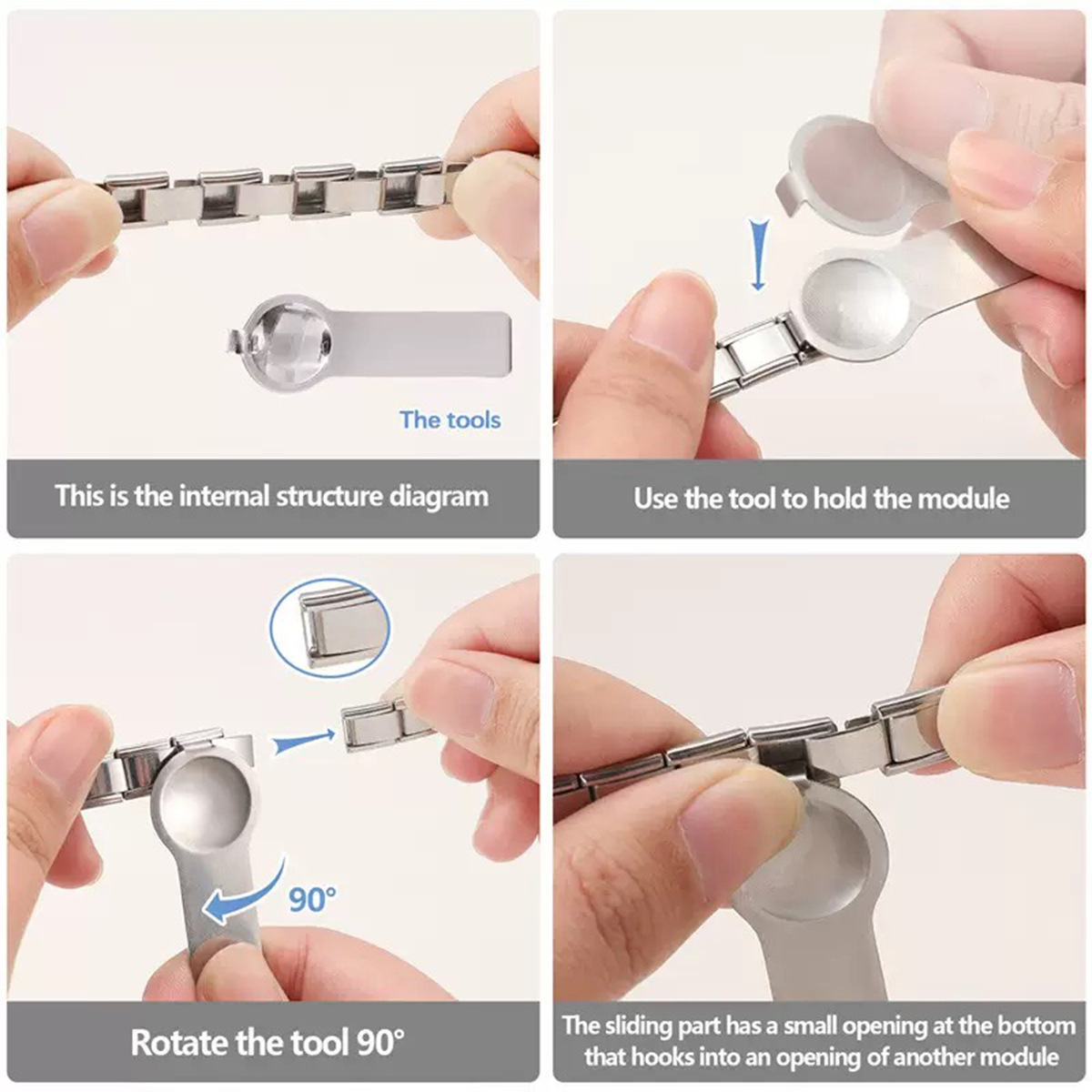 Stainless Steel Italian Modular Bracelet 9mm Titanium Steel Link DIY Elastic Couple's Wristband