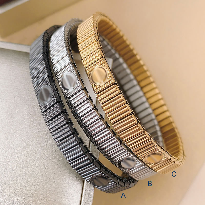 New European and American hot selling fashion light luxury simple high-end feeling elastic stainless steel bracelet