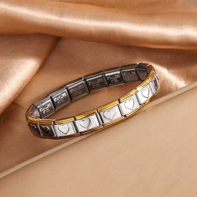 Italian module titanium steel free splicing oil dripping peach heart bracelet