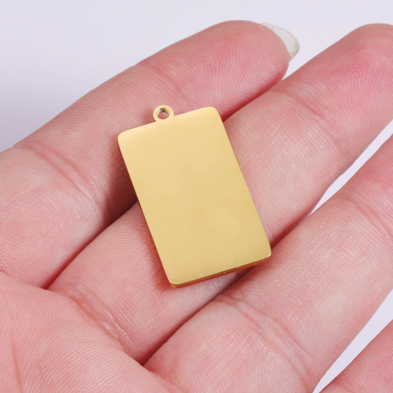 Stainless Steel Blank Rounded Rectangle Drop Pendant Handmade Craft Gifts Personalized Engraving Bracelet Findings