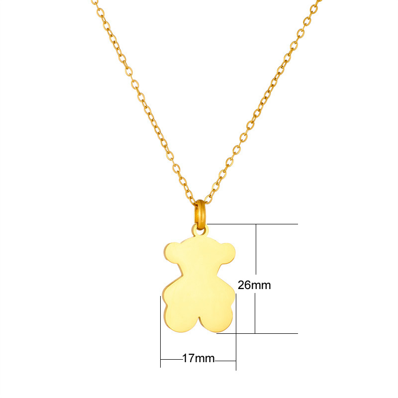 New 304 Stainless Steel Set Polishing Flat Bear Vacuum Plated Male and Female Earnail Necklace Pendant