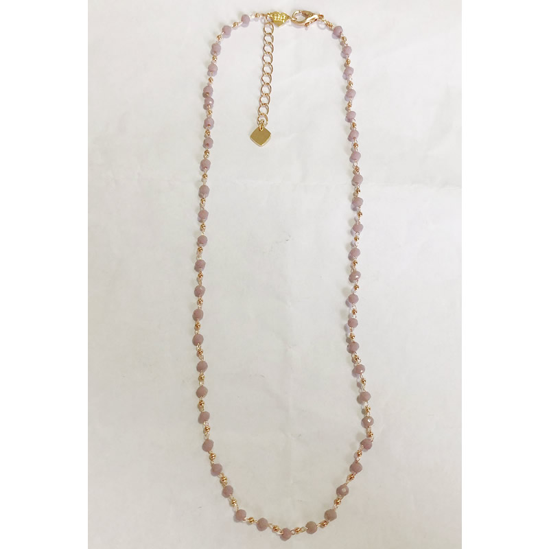 Stainless Steel Wire Wrapped Pink Faceted Stone Bead Necklace Handmade Craft Gifts Daily Wear Girly Jewelry Findings