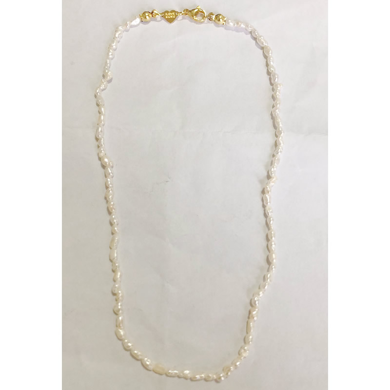 Stainless Steel Rice Pearl Choker Necklace 38cm Women Jewelry