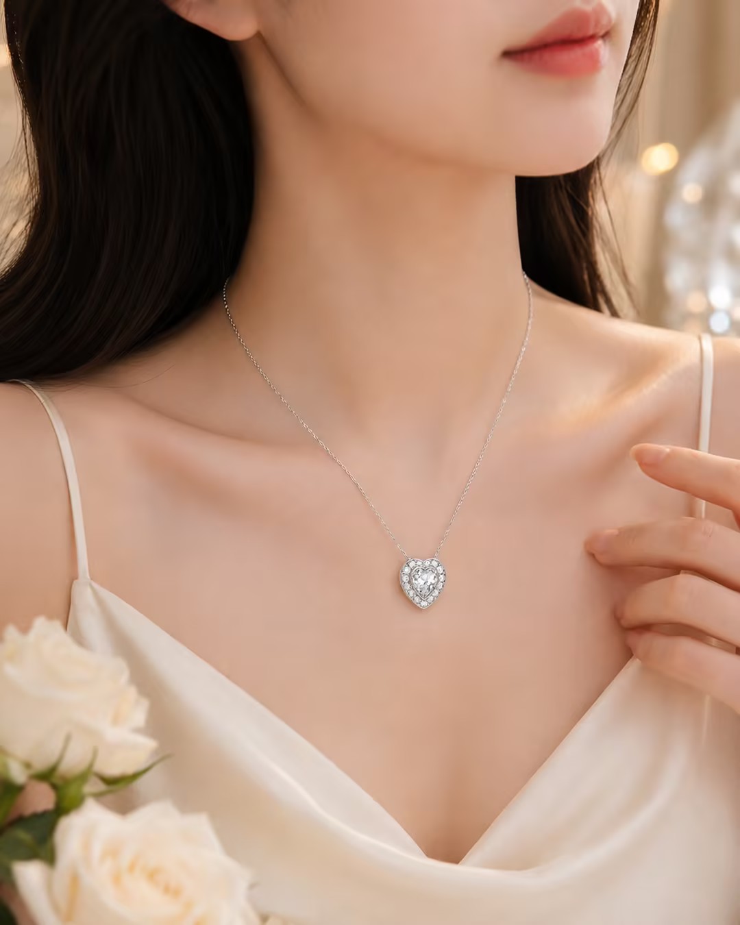 分类错 Crystal Necklace for Women Elegant Pendant Necklace Romantic Sparkling Jewelry Gift for Her