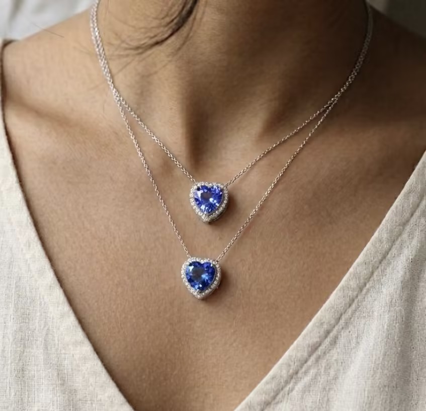Dainty Heart Gem Pendant in S925 Sterling Silver Minimalist Luxury Jewelry