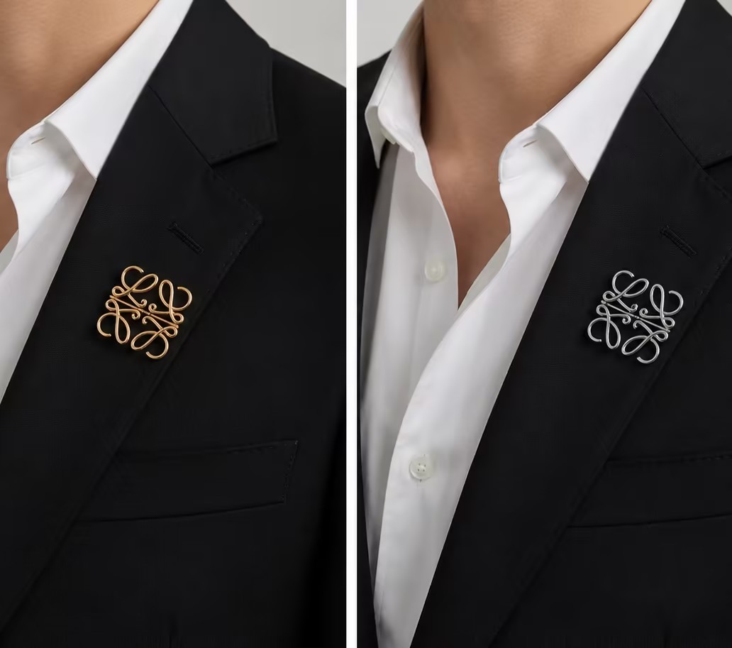 Luxury Polished Stainless Steel Brooch Pin Fade-Resistant Vintage Badge