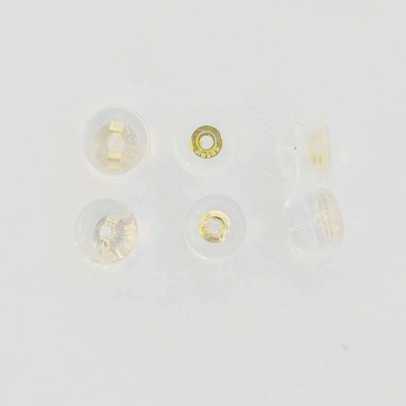 Silicone 18K gold and 14k gold earrings back, more thickness and more bigger of 14k gold and 18k gold clamping piece, with AU585