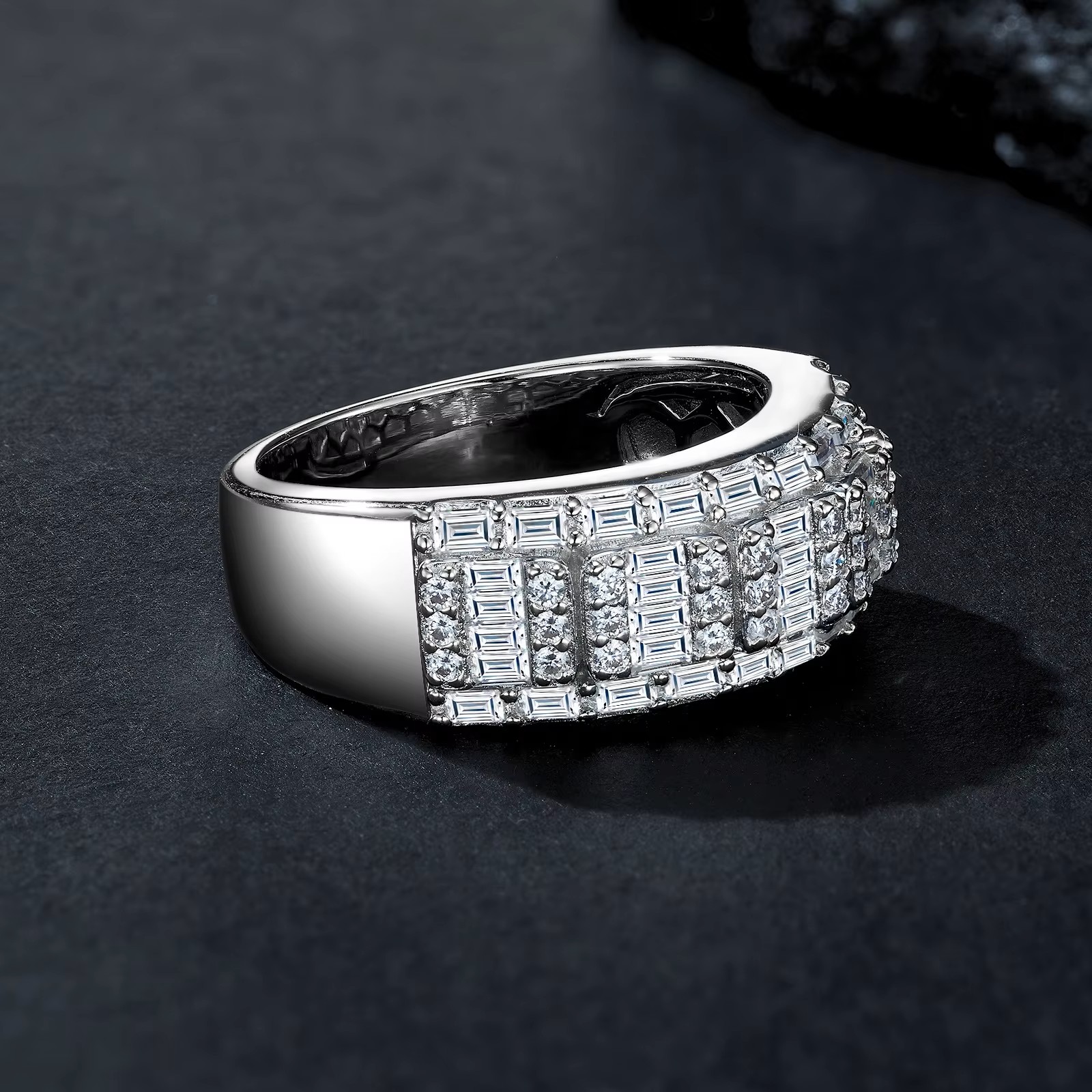 Moissanite Light Luxury Old Money Style Ring 925 Silver Does Not Fade Men's Niche High-end Wholesale