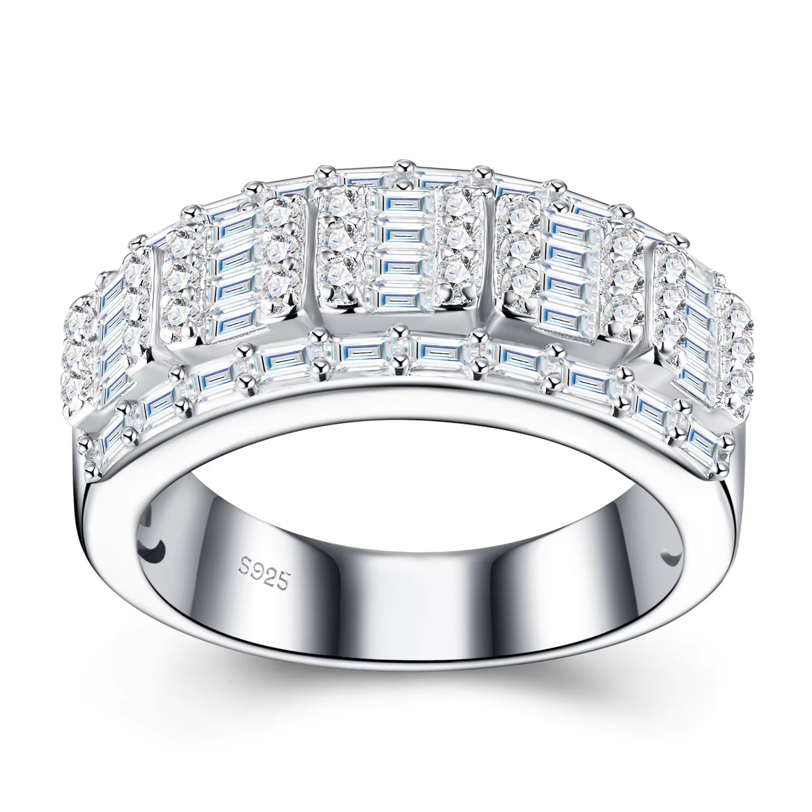 Moissanite Light Luxury Old Money Style Ring 925 Silver Does Not Fade Men's Niche High-end Wholesale