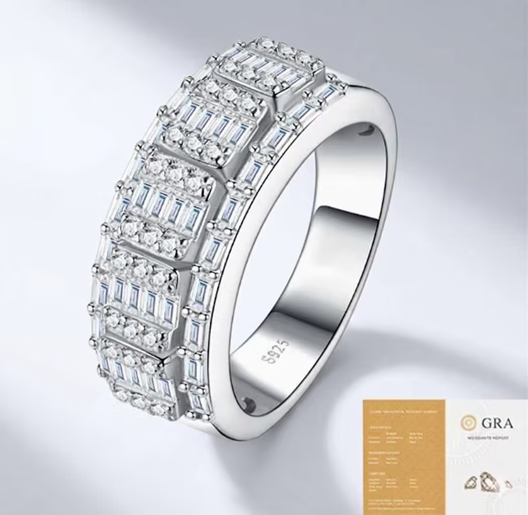 Moissanite Light Luxury Old Money Style Ring 925 Silver Does Not Fade Men's Niche High-end Wholesale