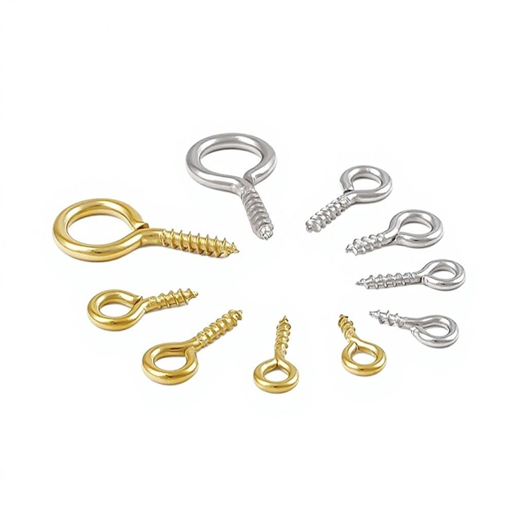 Stainless Steel Jewelry Accessories Pearl Resin Screw Sheep Angle Nail Thread Eye Nail DIY Handmade Beaded Nail