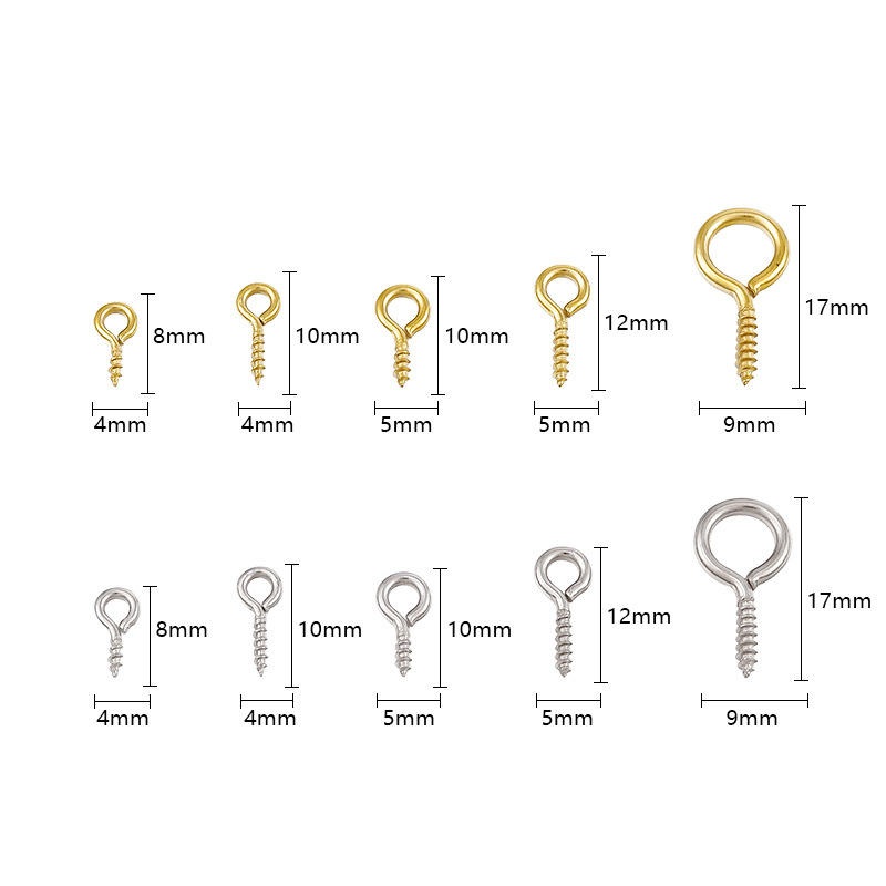 Stainless Steel Jewelry Accessories Pearl Resin Screw Sheep Angle Nail Thread Eye Nail DIY Handmade Beaded Nail