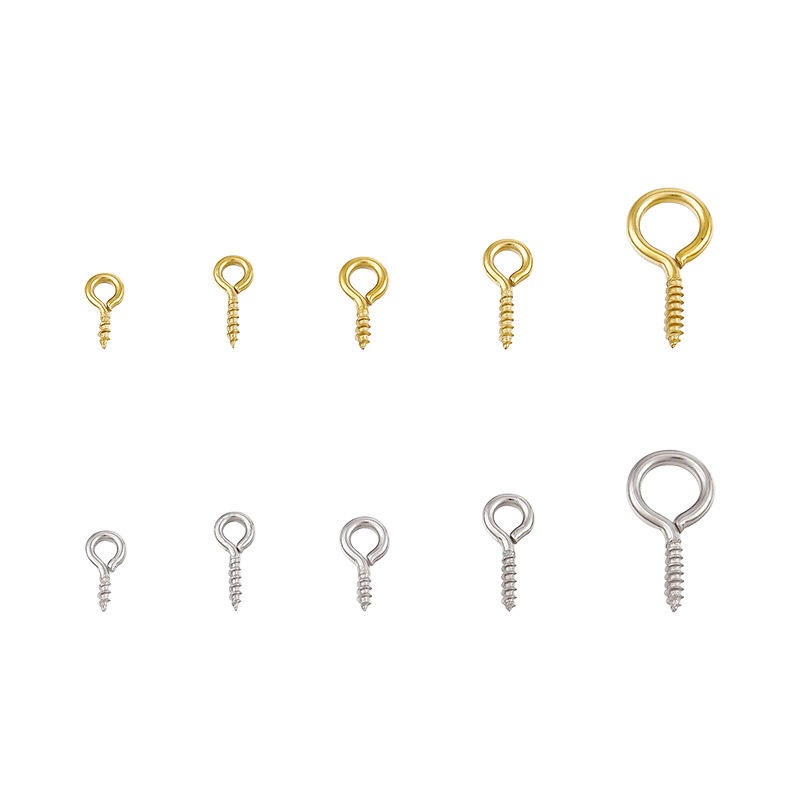 Stainless Steel Jewelry Accessories Pearl Resin Screw Sheep Angle Nail Thread Eye Nail DIY Handmade Beaded Nail