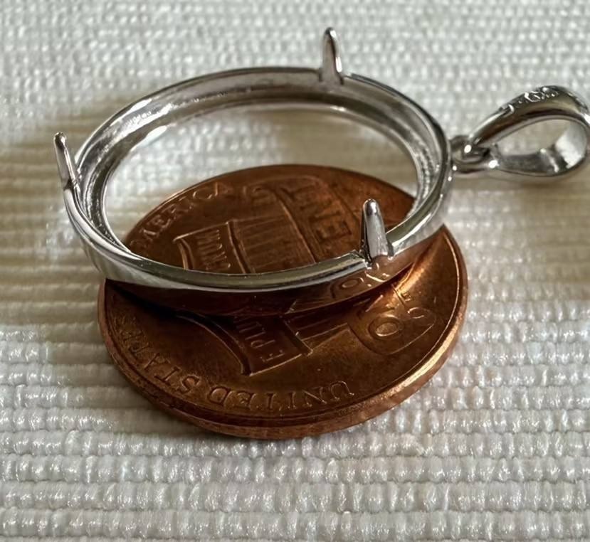 （无工费）925 sterling silver coin bezels with 27.3mm size, 20mm lugs, and snap-in closure.