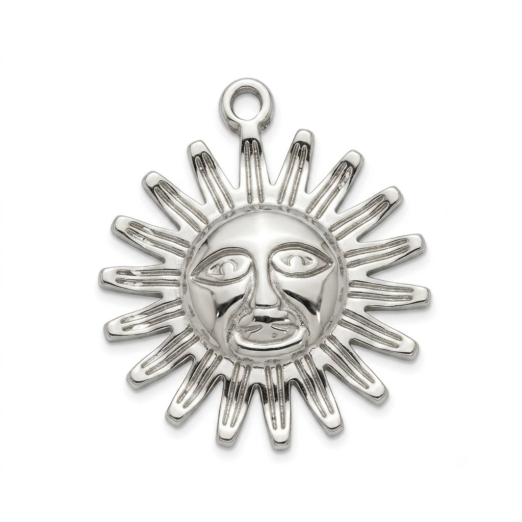 Stainless Steel Vintage Sun Face Drop Pendant Charms Handmade  for Gifts Custom Bracelet Jewelry Findings