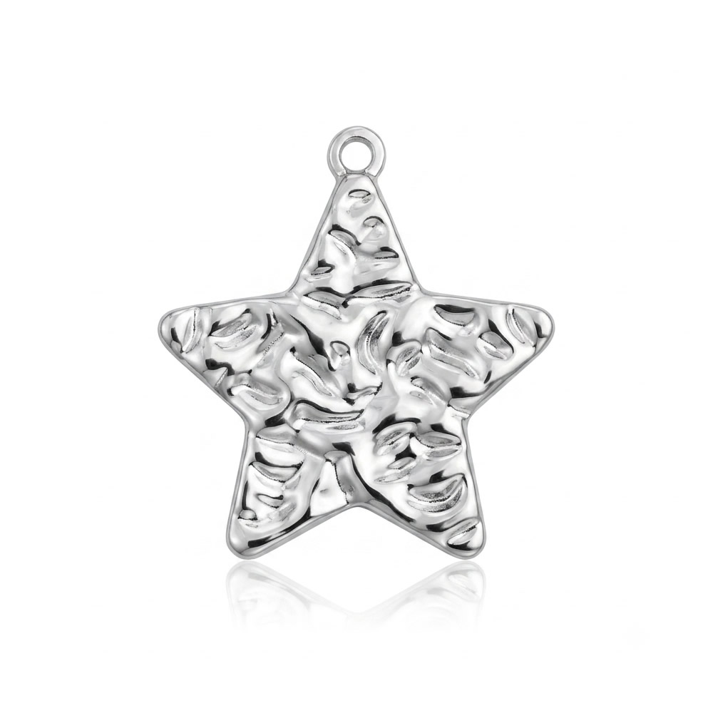 Stainless Steel Handmade Hammered Star Charm DIY Jewelry Lab Safe Raw Material