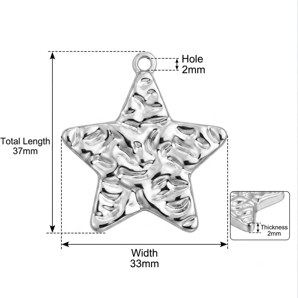 Stainless Steel Handmade Hammered Star Charm DIY Jewelry Lab Safe Raw Material